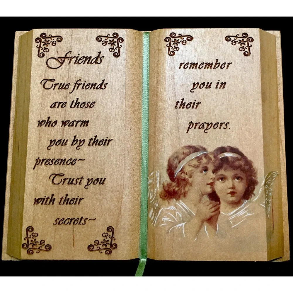 Vintage Plaque Sign motivational friends Quote. Wooden Carved Book Shabby Chic‎